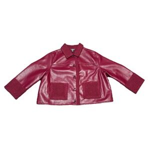 Terra & Sky 3X 24W-26W Burgundy Faux Leather Sherpa Jacket NWT